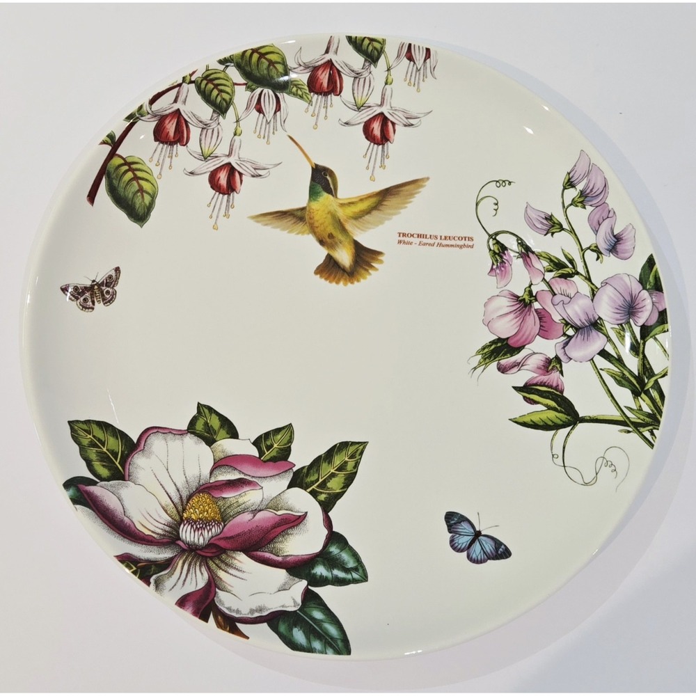 Portmeirion Botanic Hummingbird White Eared Serving Large Plate 11" New!